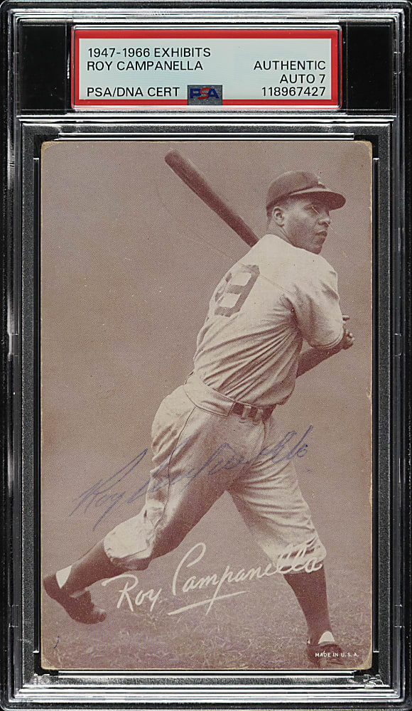 Signed 1947-1966 Exhibits Roy Campanella PSA/DNA NM 7 - Vintage Pre-Accident Signature