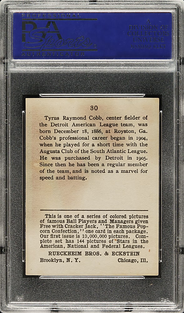 1914 E145 Cracker Jack #30 Ty Cobb PSA EX 5