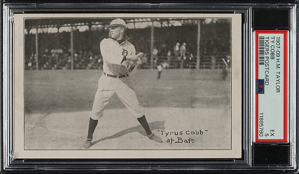 1907-1909 H. M. Taylor Postcard Ty Cobb Rookie PSA EX 5