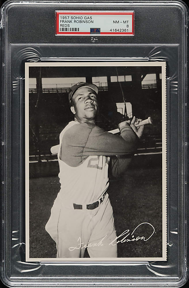 1957 Sohio Gas Cincinnati Redlegs Frank Robinson Rookie PSA NM-MT 8