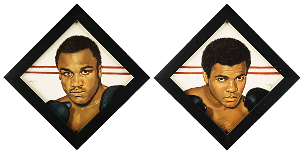 Muhammad Ali and Joe Frazier Original Painting Pair by Arthur K. Miller