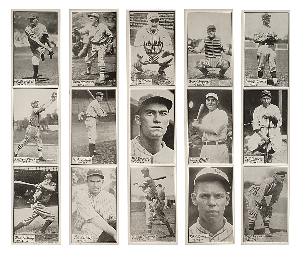 1928 R315 Uncut 3-Card Strip Collection (5) Including Burleigh Grimes