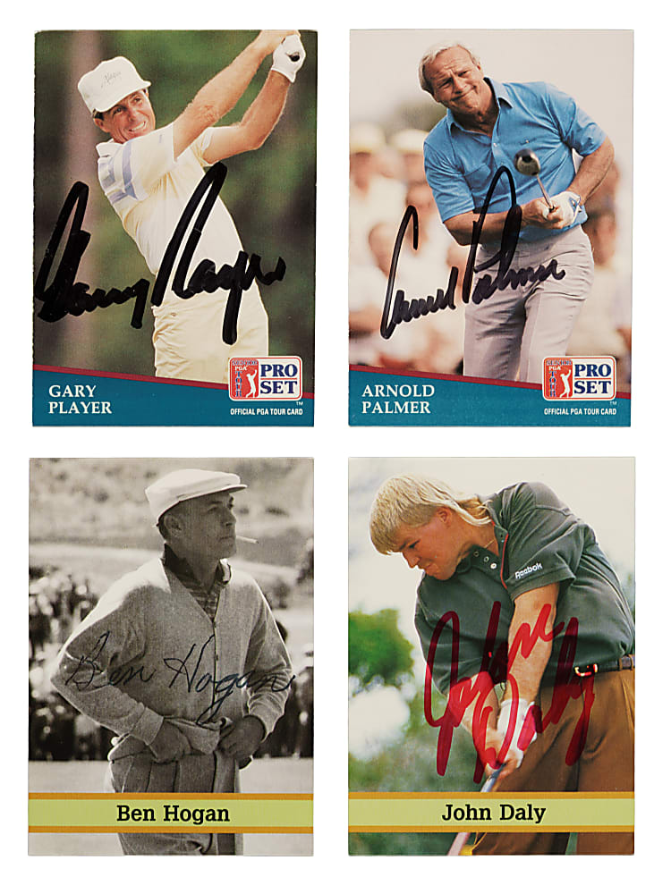 1981 to 1993 Pro Set, Donruss, and Fax-Pax Golf Hall of Fame and Stars Signed-Card Collection (34) Including Daly, Hogan, Sarazen, and Palmer