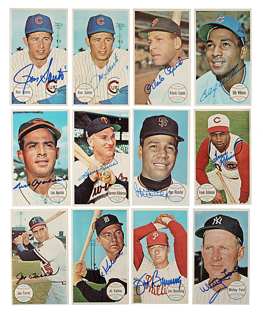 Signed 1964 Topps Giants Near-Complete Set (50/60) Plus 14 Duplicates