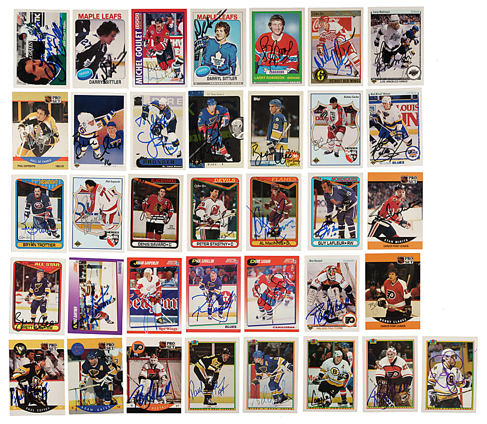 1990 to 1999 Topps, Score, Upper Deck, and O-Pee-Chee Hockey Signed-Card Collection (117) Including Howe, Jagr, Trottier, and Mikita
