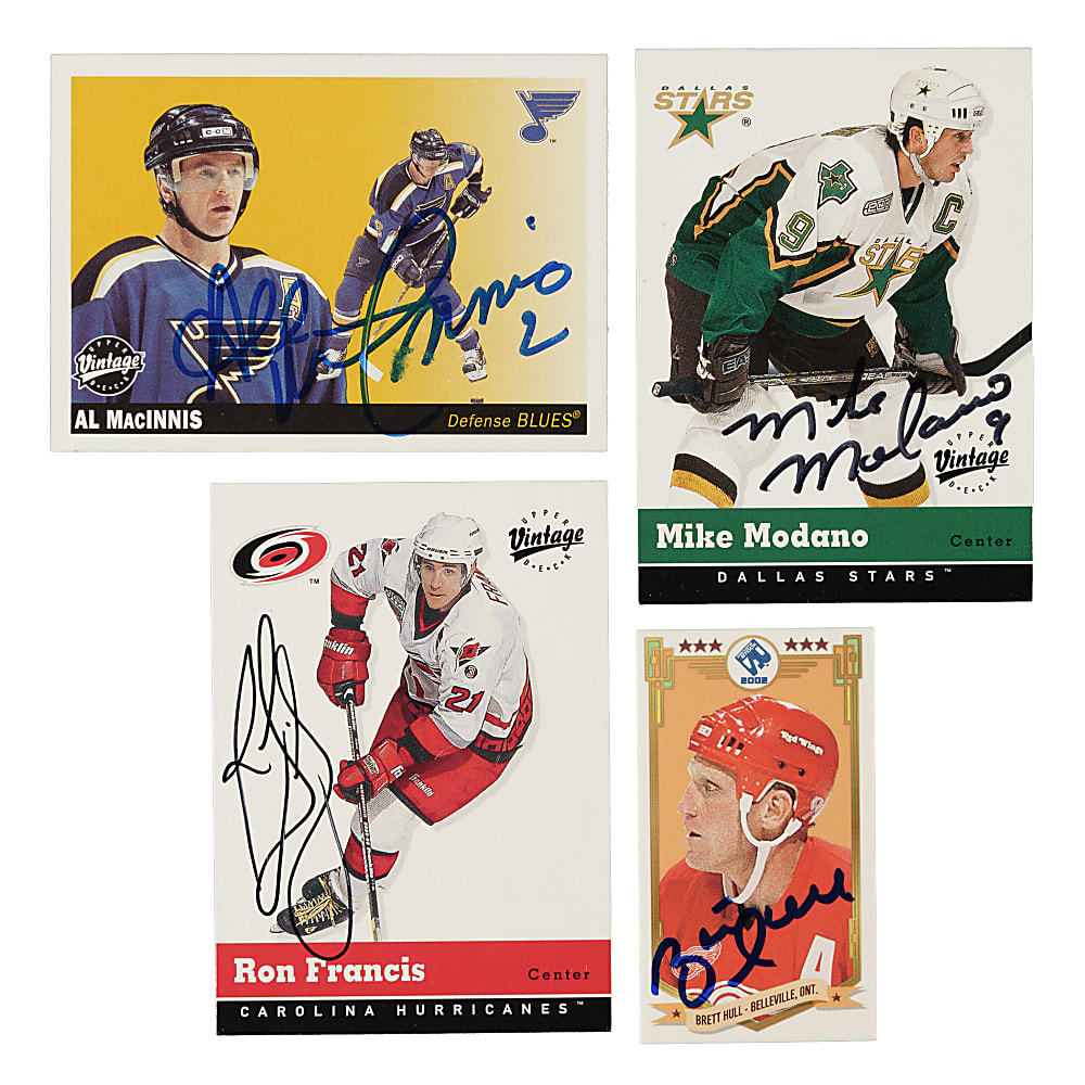 2000 to 2017 Topps, Upper Deck, O-Pee-Chee, and Fleer Hockey Signed-Card Collection (63) Including Brett Hull, Ron Francis, and Mike Modano