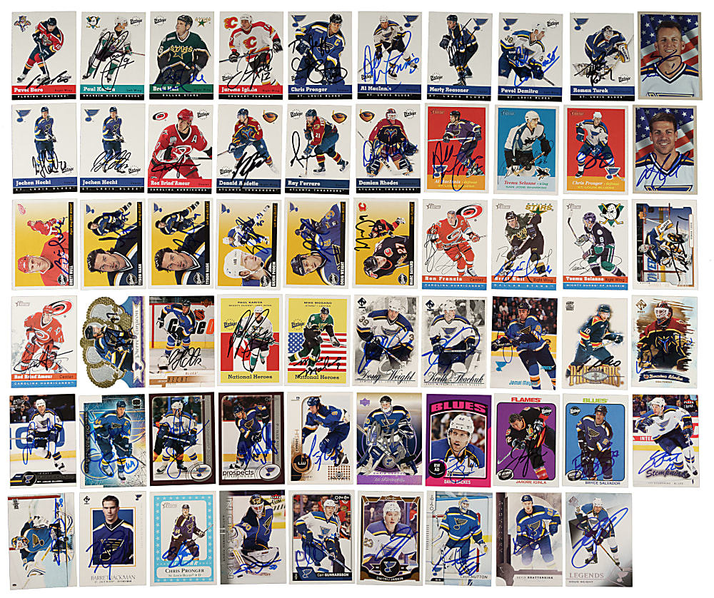 2000 to 2017 Topps, Upper Deck, O-Pee-Chee, and Fleer Hockey Signed-Card Collection (63) Including Brett Hull, Ron Francis, and Mike Modano