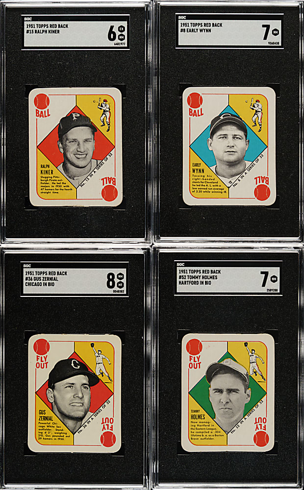 1951 Topps Red Backs Near-Complete Master Set (50/54) Plus 16 Duplicates and Wrapper