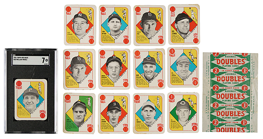 1951 Topps Red Backs Near-Complete Master Set (50/54) Plus 16 Duplicates and Wrapper
