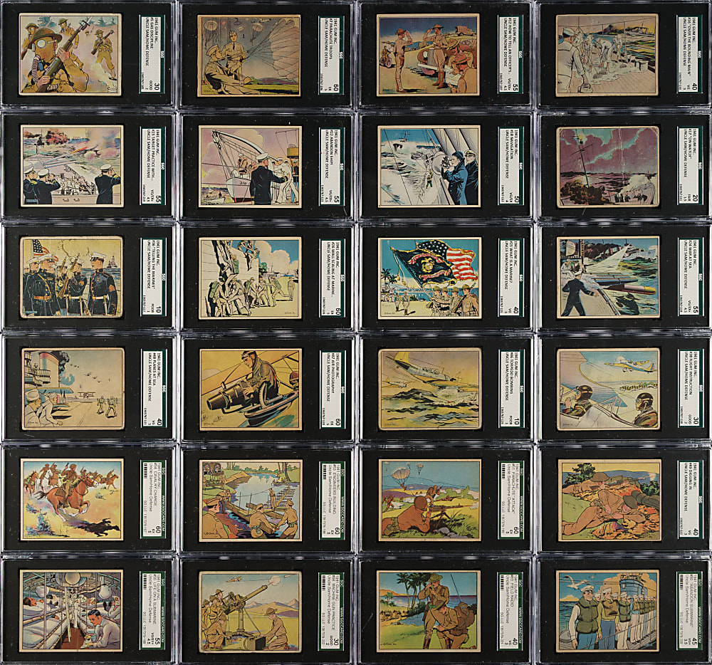 1941 R157 Gum, Inc. Uncle Sam SGC-Graded Partial Set (44/96) Plus Two R158 Uncle Sam's Home Defense Cards