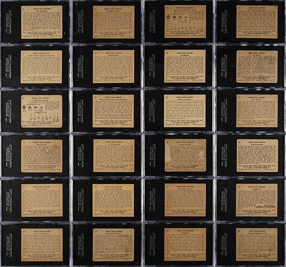 1941 R157 Gum, Inc. Uncle Sam SGC-Graded Partial Set (44/96) Plus Two R158 Uncle Sam's Home Defense Cards