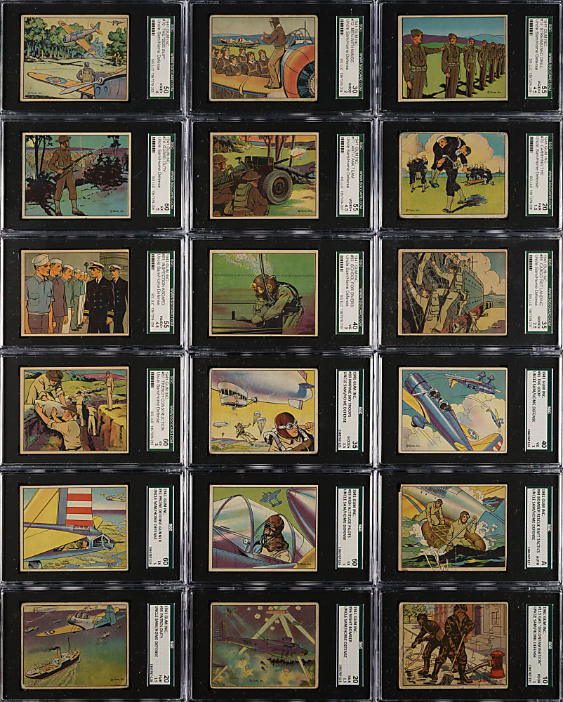 1941 R157 Gum, Inc. Uncle Sam SGC-Graded Partial Set (44/96) Plus Two R158 Uncle Sam's Home Defense Cards