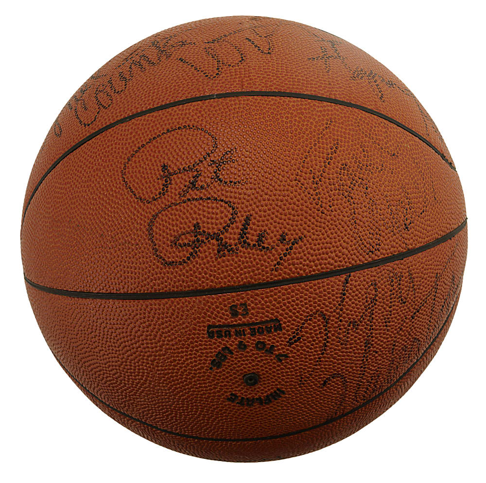 1972-1973 Los Angeles Lakers Western Conference Champions Team-Signed Basketball with Wilt Chamberlain and Jerry West - JSA