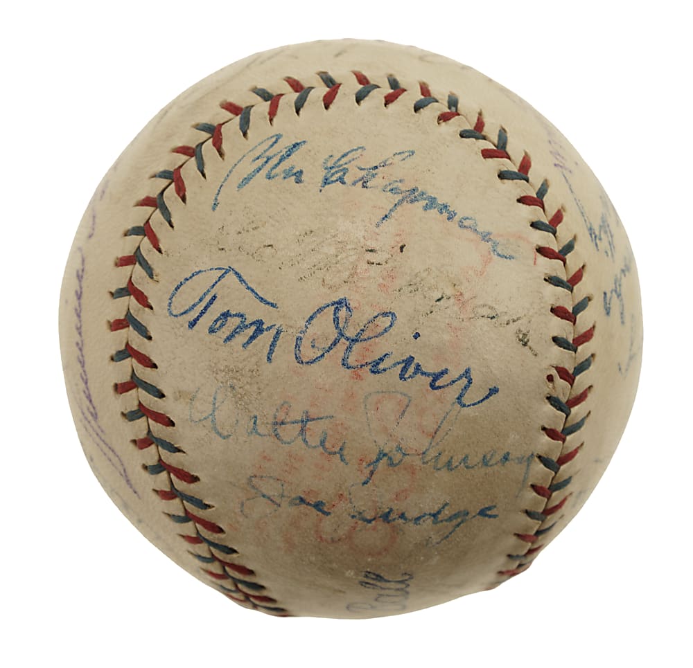 Circa 1930 Hall of Fame and Stars Multi-Signed Baseball with Babe Ruth, Lou Gehrig, Walter Johnson, and Jimmie Foxx - JSA