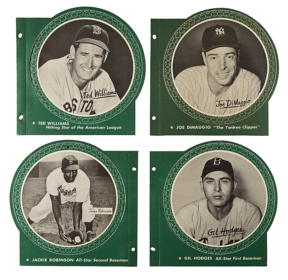 1950 All-Star Baseball "Pin-Up" Unpunched Complete Set (10) Including Jackie Robinson, Ted Williams, and Joe DiMaggio