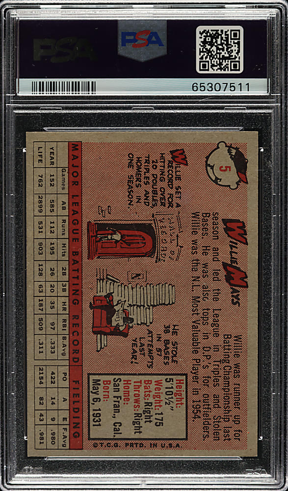 1958 Topps #5 Willie Mays PSA NM 7