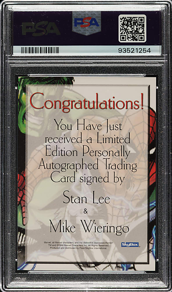 1998 Skybox Marvel Creators Collection Autograph Prize Spider-Man Sketchbook Signed by Stan Lee and Mike Wieringo PSA GEM MINT 10