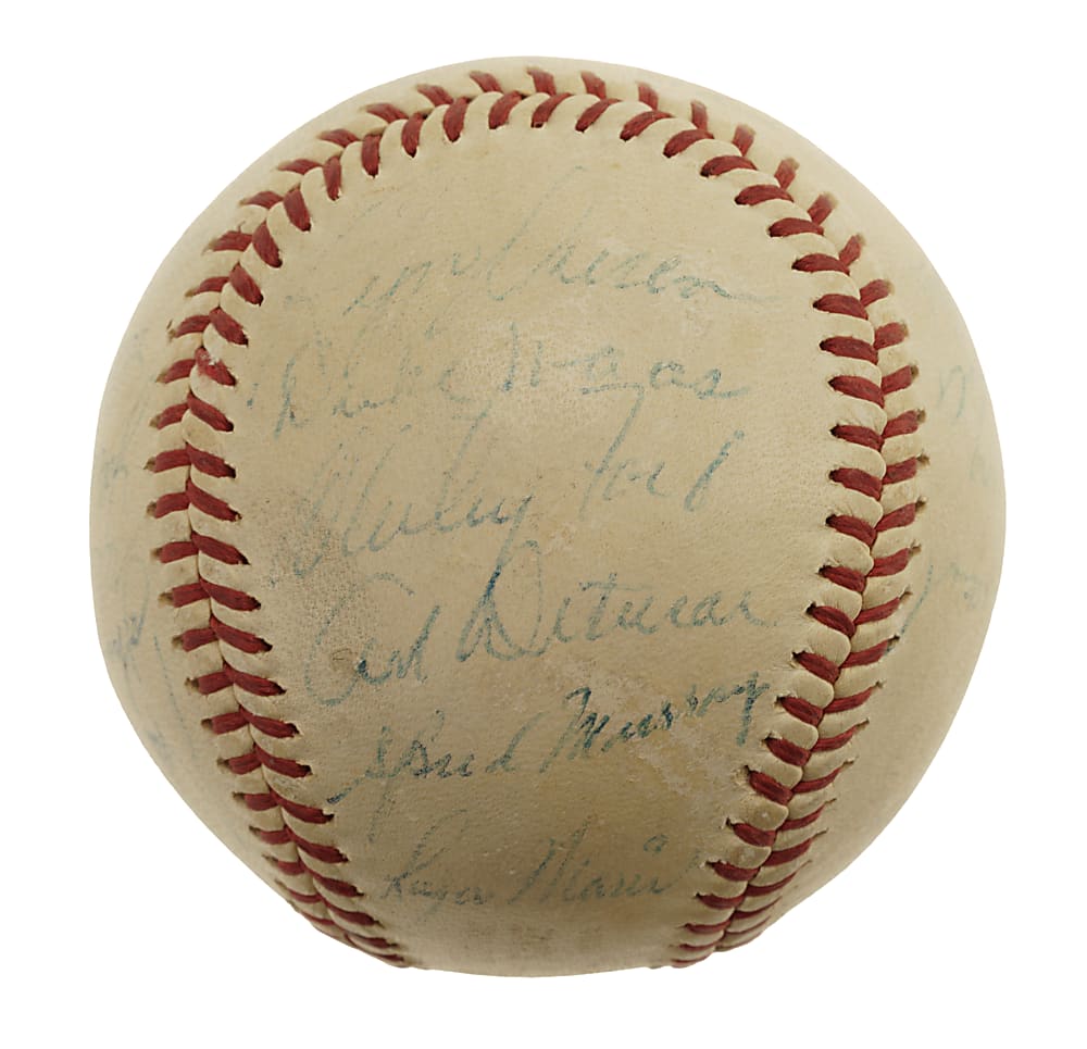 1960 New York Yankees American League Champions Team-Signed Baseball with Roger Maris - JSA