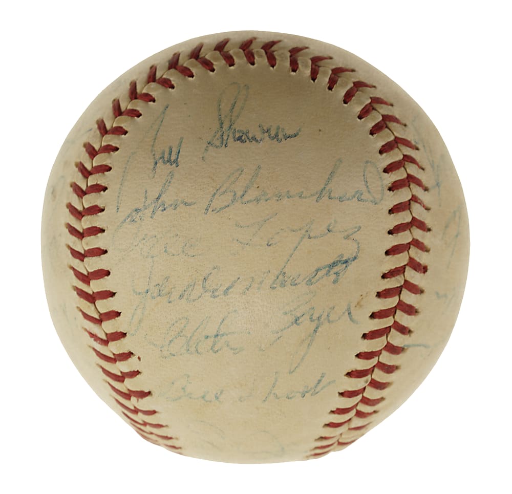 1960 New York Yankees American League Champions Team-Signed Baseball with Roger Maris - JSA