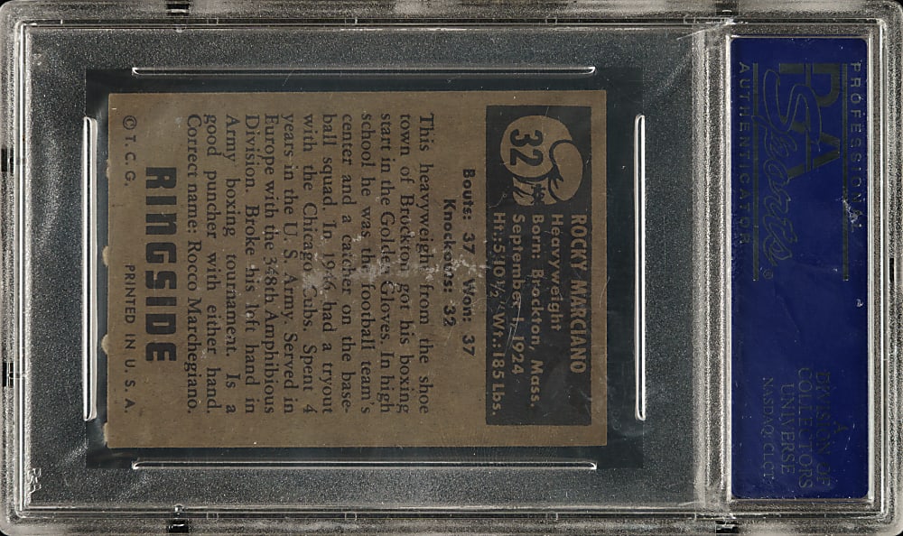 1951 Topps Ringside Boxing #32 Rocky Marciano PSA NM 7