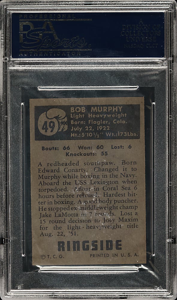 1951 Topps Ringside Boxing #49 Bob Murphy PSA NM-MT 8 - Short Print!