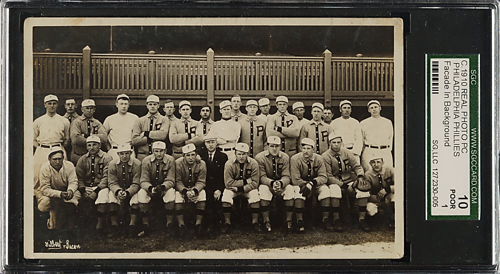 1911 Philadelphia Phillies Real-Photo Postcard with Grover Alexander SGC POOR 10