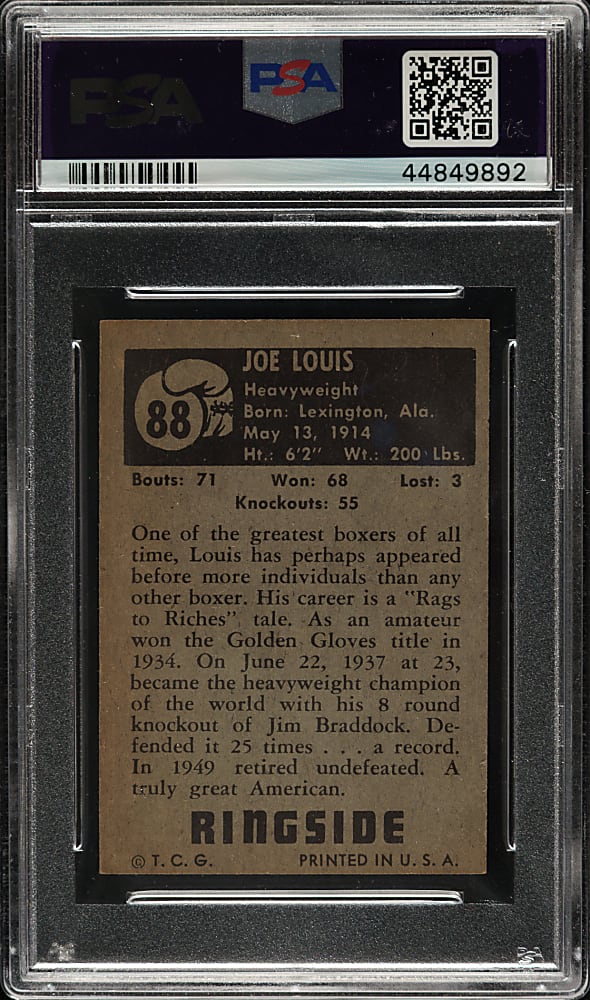 1951 Topps Ringside Boxing #88 Joe Louis PSA NM 7