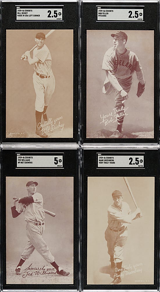 1939-1946 W462 Salutation Exhibits and 1947-1966 Exhibits Collection (57) Including Ted Williams, Bob Feller, and Hank Greenberg