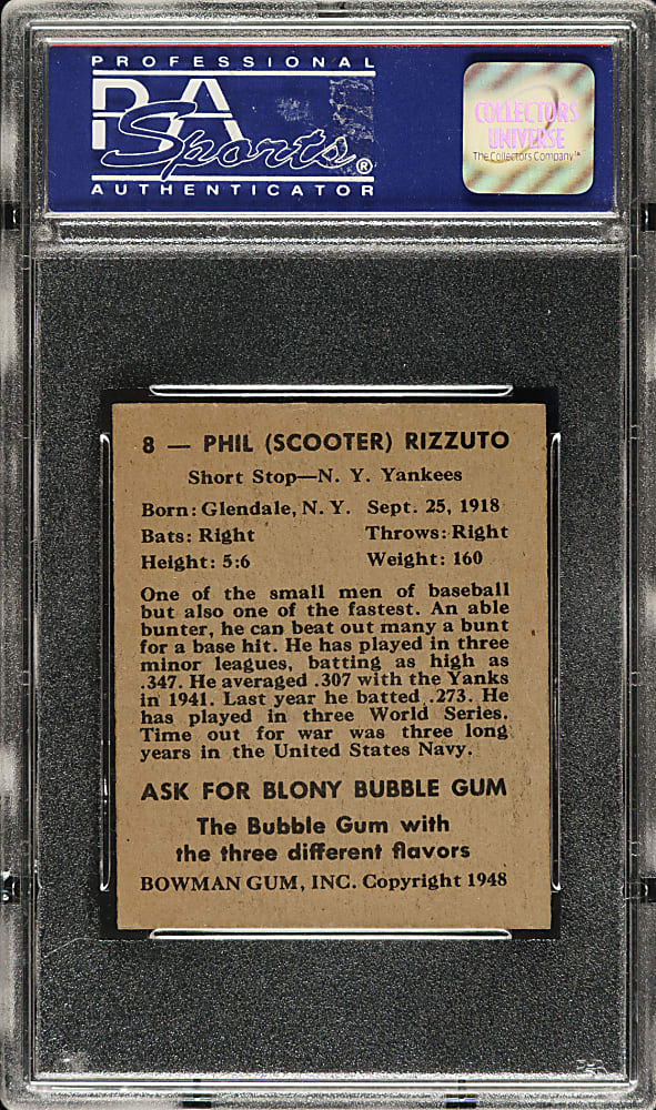 1948 Bowman #8 Phil Rizzuto PSA NM-MT 8