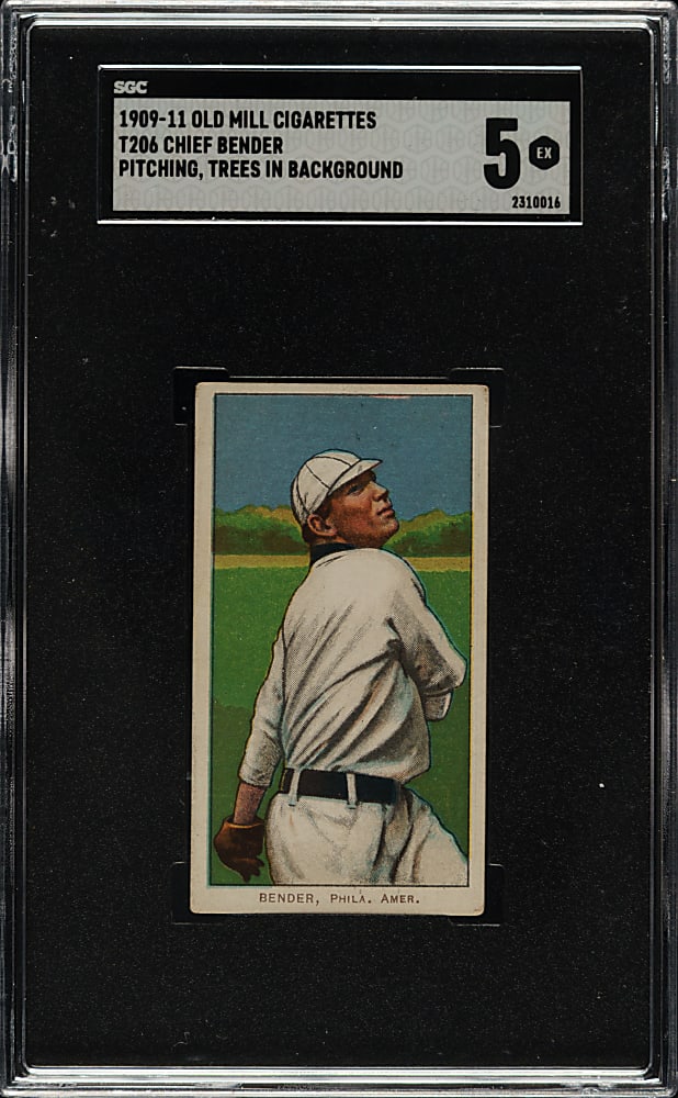1909-1911 T206 White Border Chief Bender Pitching, Trees in Background SGC EX 5 - Old Mill Back - 1 of 1 - Highest Graded!