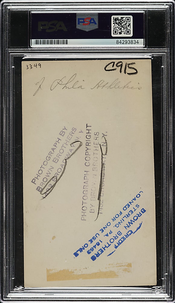 Circa 1910s Chief Bender Original Brown Brothers Photograph PSA/DNA Type I