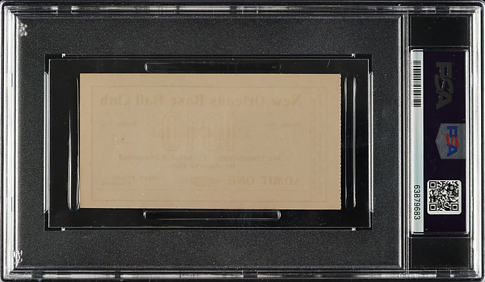 1910 New Orleans Pelicans Full Ticket PSA VG-EX 4 - Shoeless Joe Jackson on Team