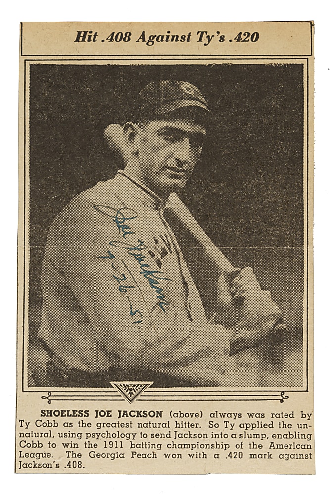 1951 Joe Jackson Signed Newspaper Photograph - Signed by His Wife - PSA/DNA