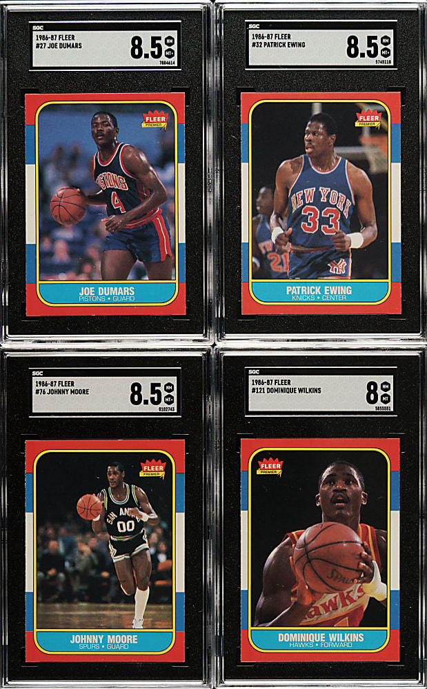 High-Grade 1986-1987 Fleer Basketball Near-Complete Set (131/132) Plus Complete Sticker Set (11)