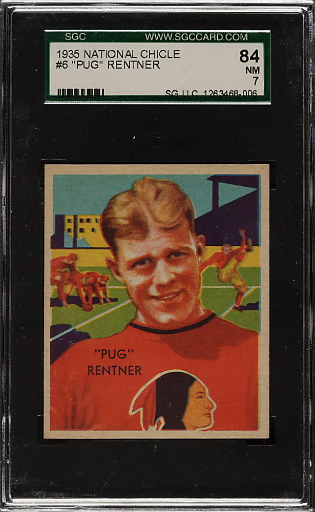 1935 R331 National Chicle Football #6 Pug Rentner SGC NM 84