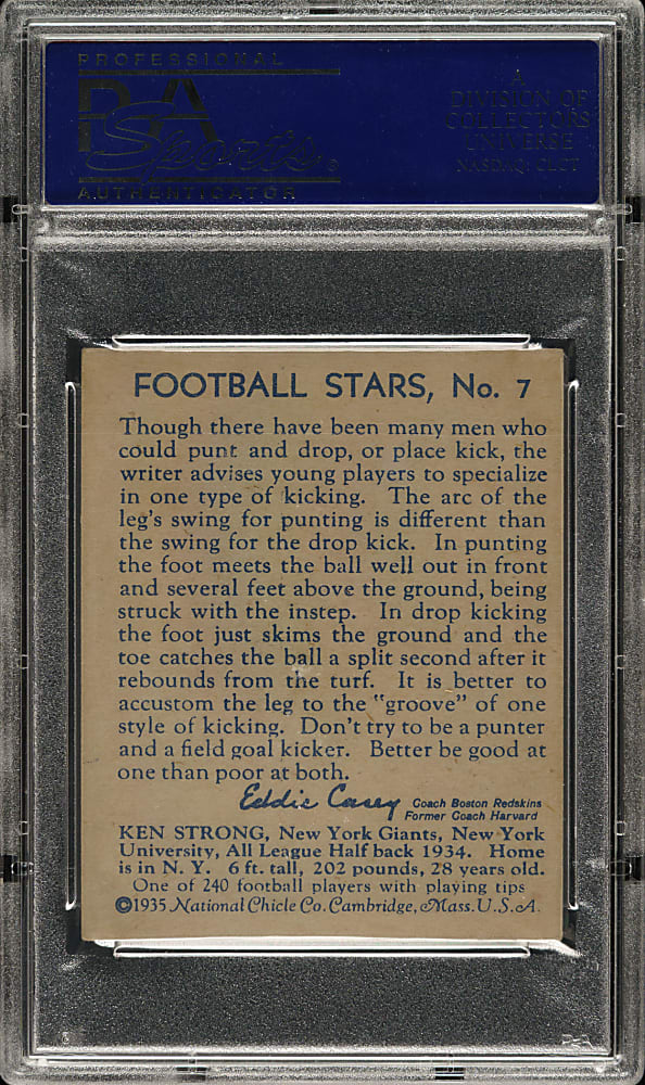 1935 R331 National Chicle Football #7 Ken Strong Rookie PSA EX 5