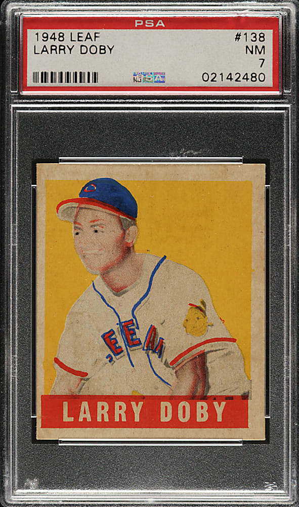 1948-1949 Leaf #138 Larry Doby Rookie Short Print PSA NM 7