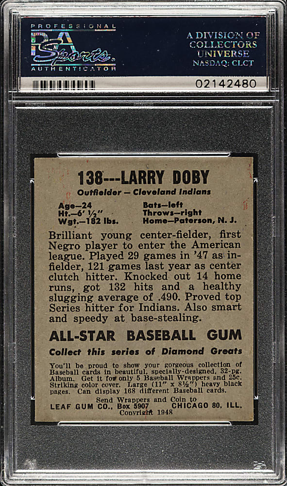 1948-1949 Leaf #138 Larry Doby Rookie Short Print PSA NM 7