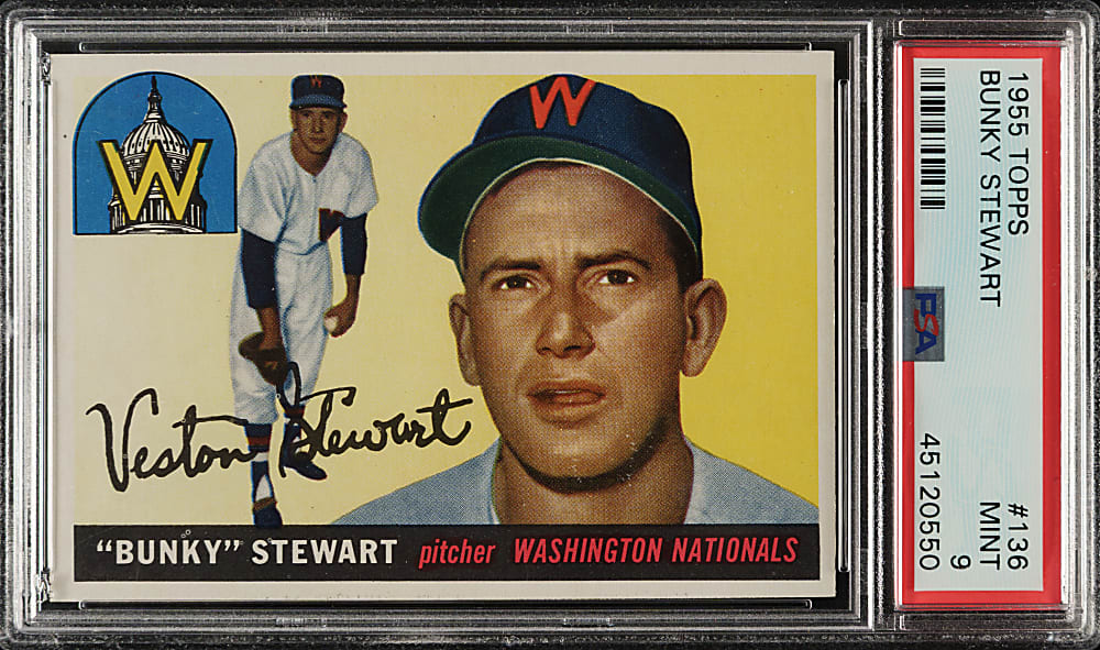 1955 Topps #136 Bunky Stewart PSA MINT 9 - Highest Graded!