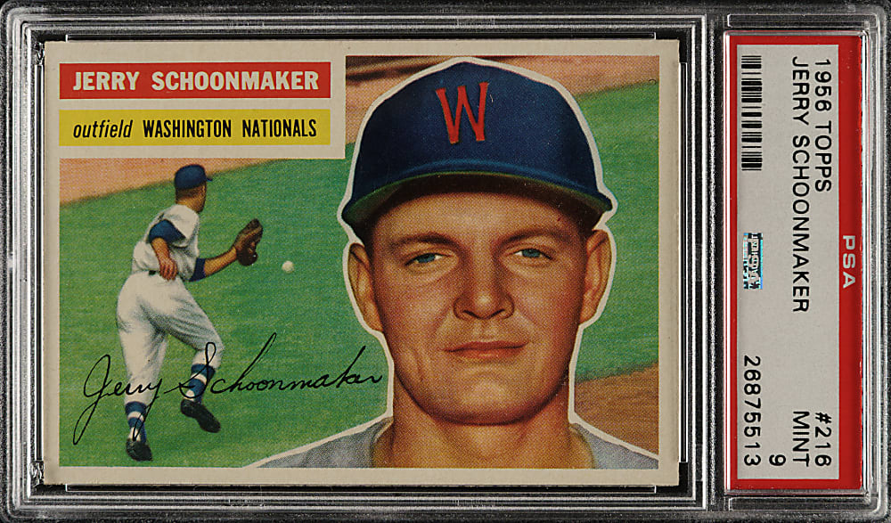 1956 Topps #216 Jerry Schoonmaker PSA MINT 9