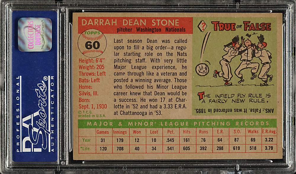 1955 Topps #60 Dean Stone PSA MINT 9