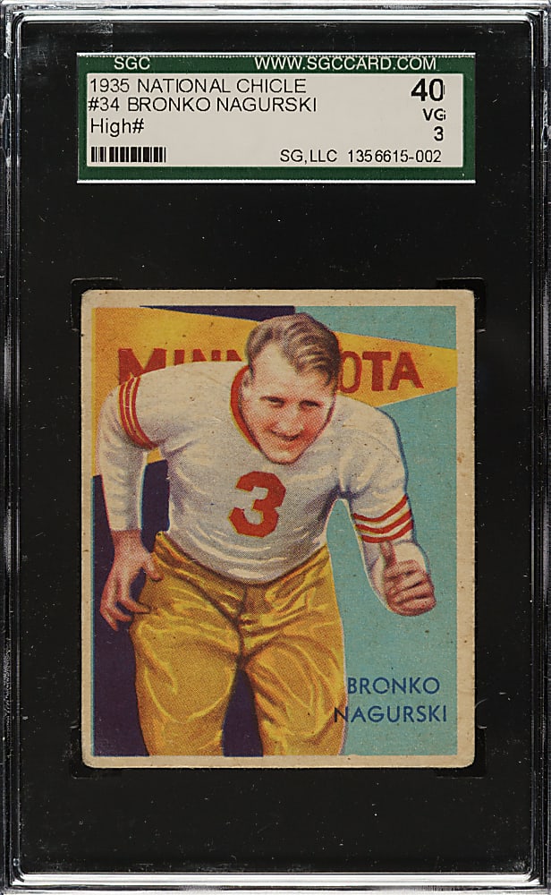 1935 R331 National Chicle Football #34 Bronko Nagurski Rookie SGC VG 40