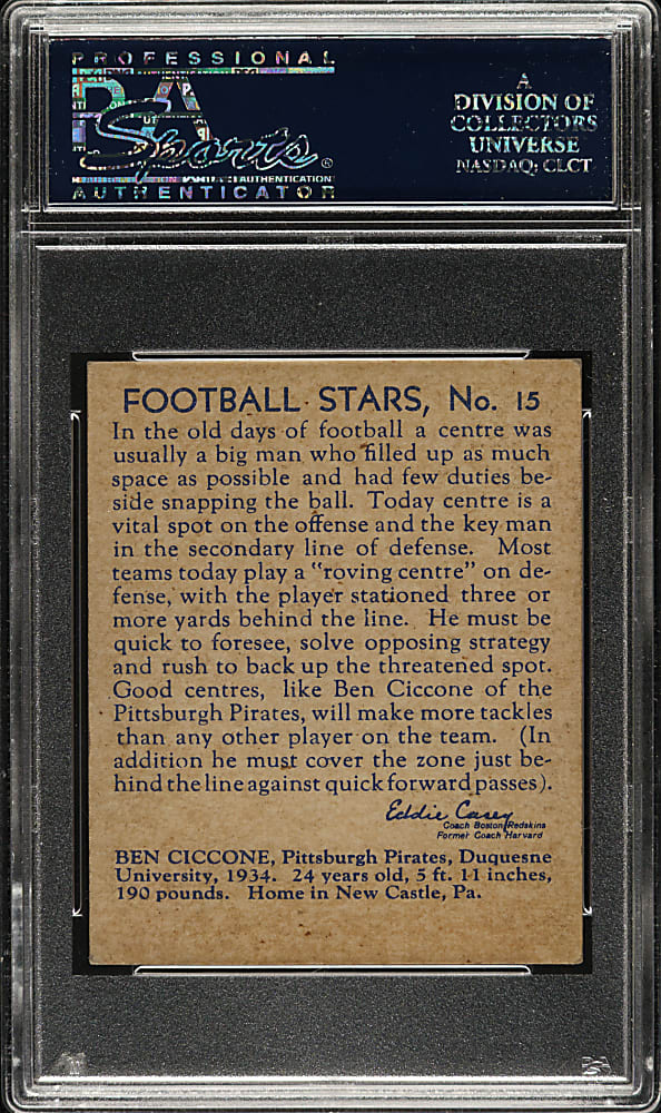 1935 R331 National Chicle Football #15 Ben Ciccone PSA NM 7