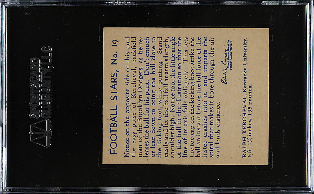 1935 R331 National Chicle Football #19 Ralph Kercheval SGC NM 84