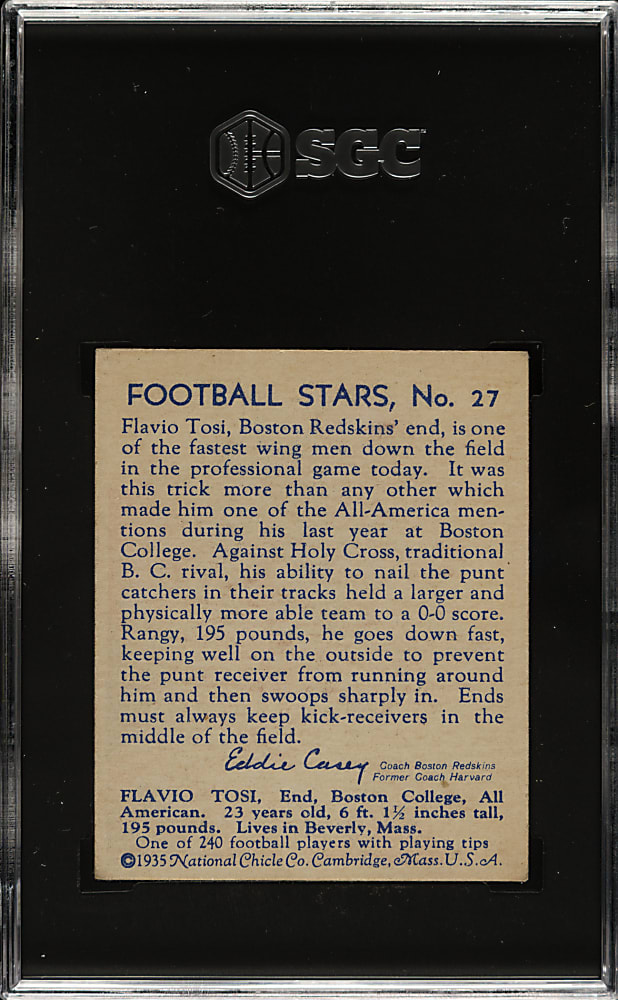 1935 R331 National Chicle Football #27 Bull Tosi High Number SGC EX 5