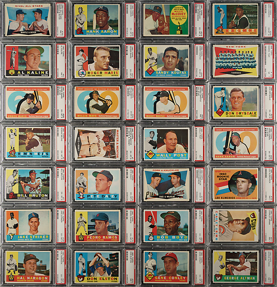 1960 Topps Complete Set (572) Including 41 PSA-Graded Cards
