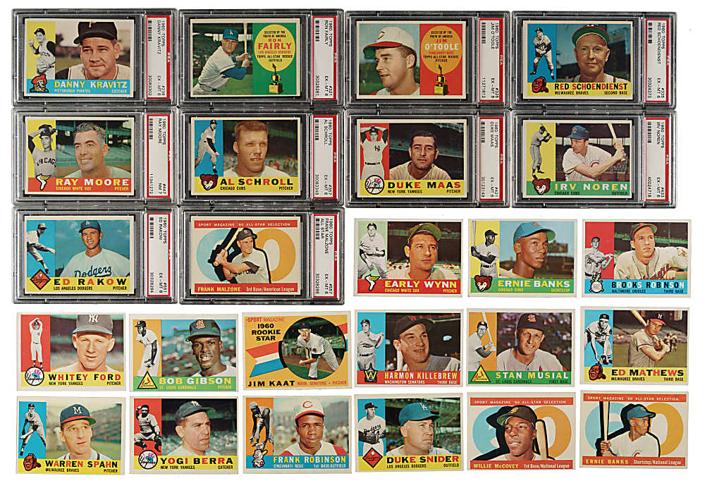 1960 Topps Complete Set (572) Including 41 PSA-Graded Cards
