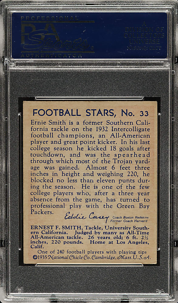 1935 R331 National Chicle Football #33 Ernie Smith High Number PSA EX-MT+ 6.5