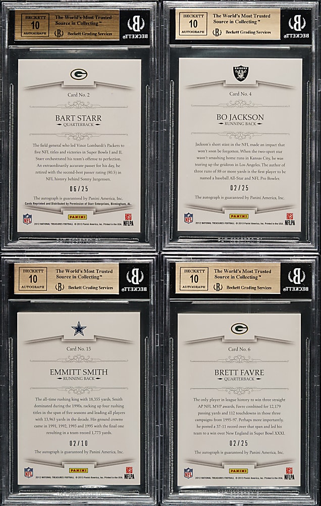 2012 Panini National Treasures NFL Greatest Signatures Football BGS Near-Complete Set (34/39) Including Brett Favre, Dan Marino, and Bart Starr