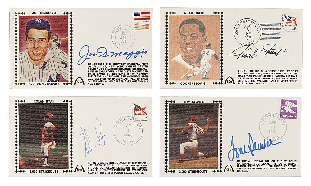 Hall of Fame and Stars Signed First-Day Cover Collection (46) Including DiMaggio, Mays, Seaver, and Ryan